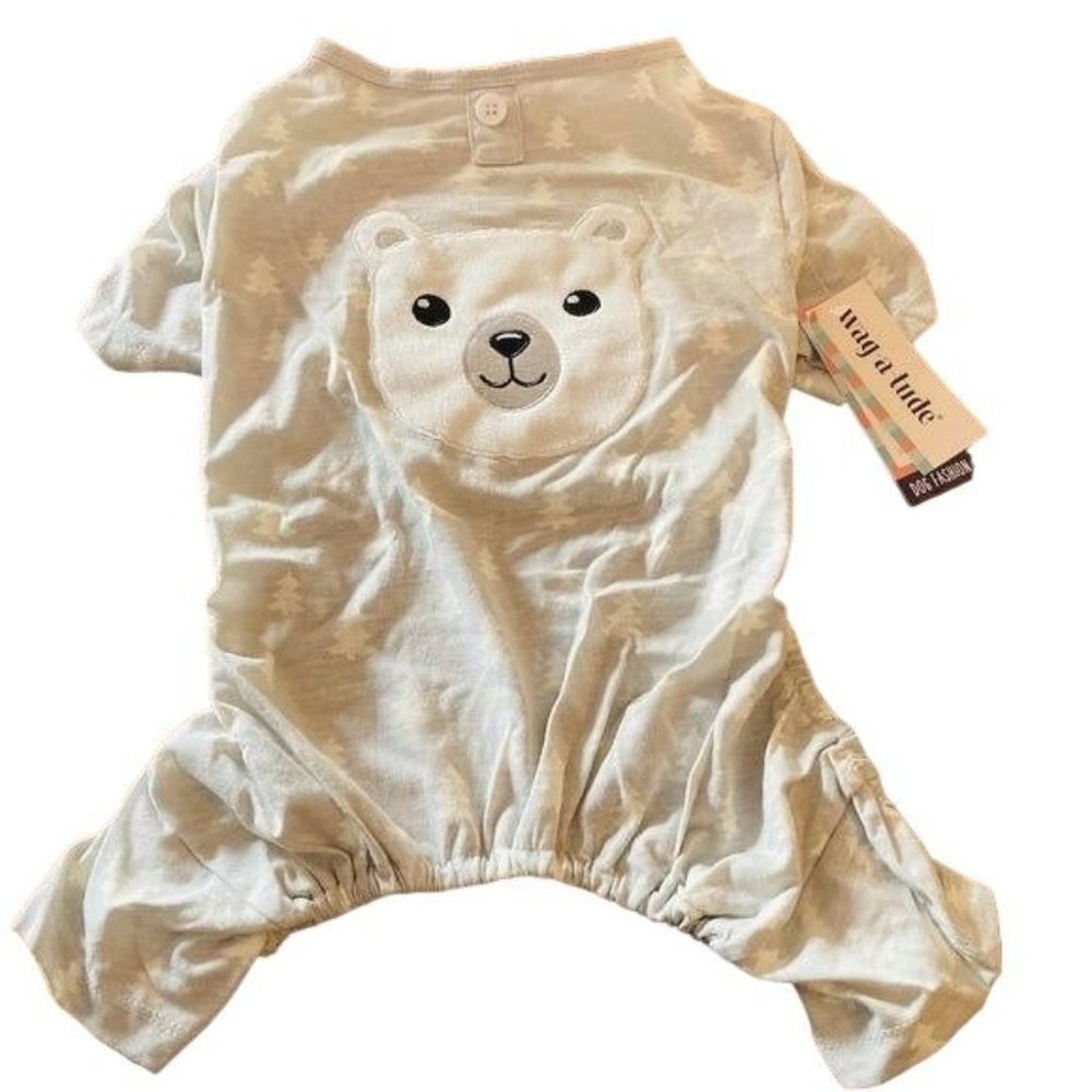 NEW Wag-A-Tude Gray Tree Nature Polar Bear Onesie PJ Pajama Shirt Dog 16" Long